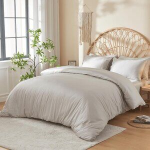 NWT DOZ 100% Cotton Duvet Cover 3 PC Set Fog, Full/Queen